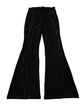 Free People Slim Pull-On Black Velvet Flare Pants Black Size Medium